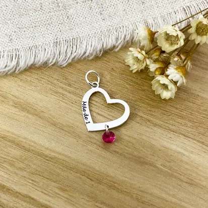 PINGENTE CORAÇÃO VAZADO ROSA MÃE DE 1